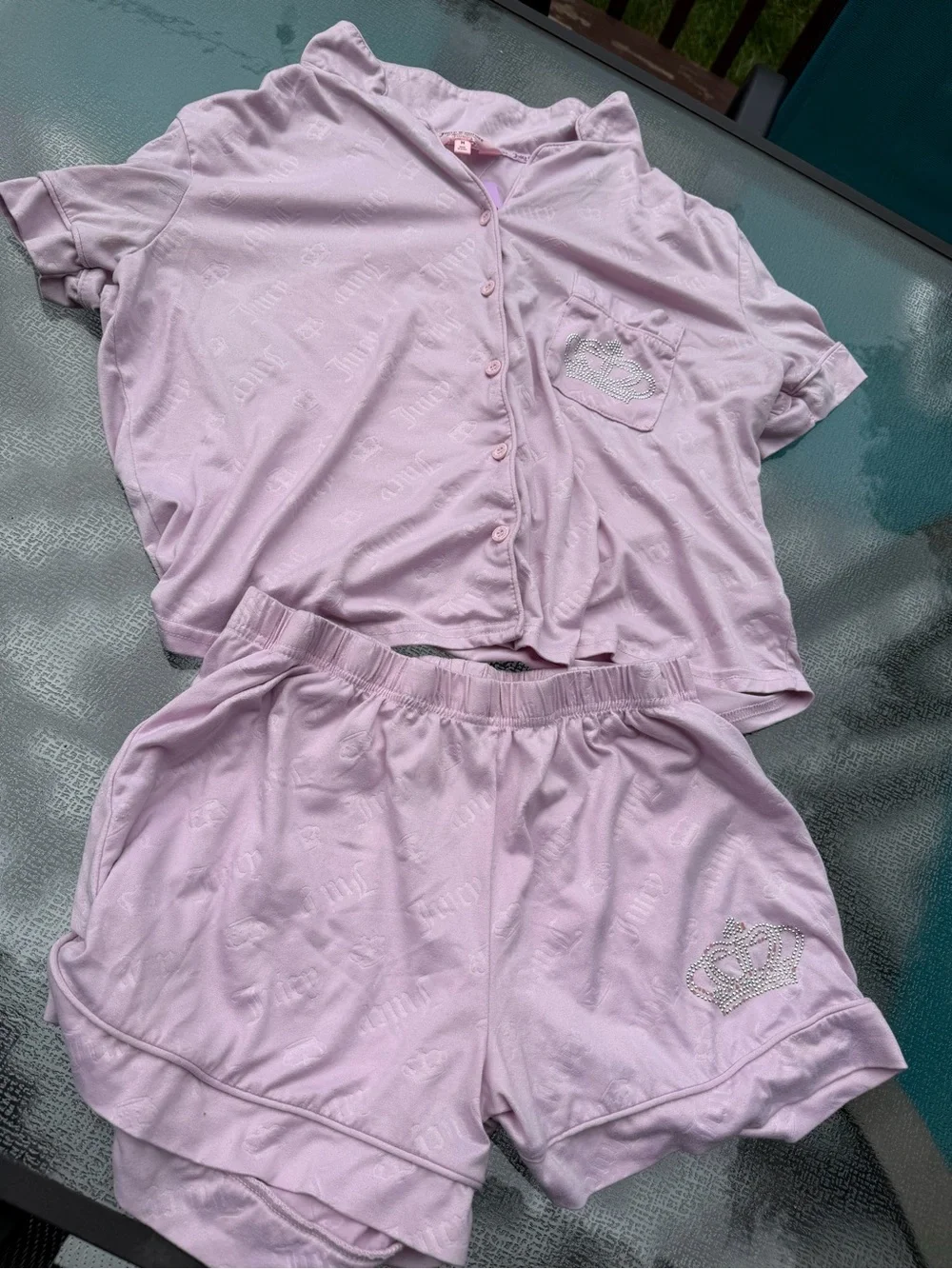 Juicy Couture Light Purple Short-Sleeve Button Pajama Set